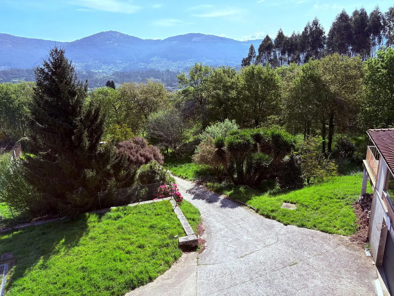 El jardín de El Bosque y las montañas de Galicia